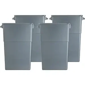 Genuine Joe GJO 60465CT - Joe 23-gallon Slim Waste Container - 23 gal Capacity - 30 Height x 20 Width x 11 Depth - Gray - 4 / Carton