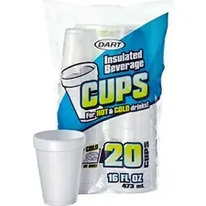 Dart Container Corporation DCC 16FP20 - Dart Insulated 16 oz. Beverage Cups - 16 fl oz - 20 / Pack - White - Foam - Hot Drink, Cold Drink