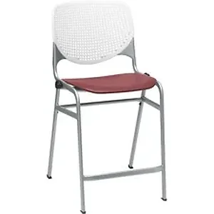 Kfi Seating KFI CT2300B8S7 - KFI Kool Barstool With Perforated Back - Burgundy Polypropylene Seat - White Polypropylene, Aluminum Alloy Back - Powder Coated Silver Tubular Steel Frame - 1 Each