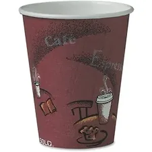 Dart Container Corporation SCC 378SI0041CT - Solo Bistro Design Disposable Paper Cups - 8 fl oz - 1000 / Carton - Maroon - Paper - Beverage, Hot Drink, Cold Drink, Coffee, Tea, Cocoa
