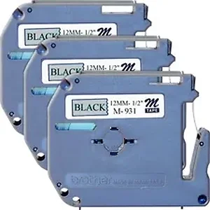 Brother BRT M931BD - P-touch Nonlaminated M Series Tape Cartridge - 1/2 - Rectangle - Silver - 3 / Bundle