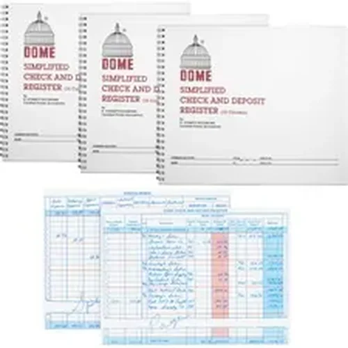 Dome Enterprises DOM 210BD - Dome Check And Deposit Register - 50 Sheet(s) - Wire Bound - 10 1/4 x 8 1/2 Sheet Size - 10 Columns per Sheet - Gray - Gray Cover - Recycled - 3 / Bundle
