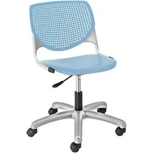 Kfi Seating KFI TK2300P35 - KFI Kool Task Chair with Perforated Back - Sky Blue Polypropylene Seat - Sky Blue Polypropylene Back - Powder Coated Silver Steel Frame - 5-star Base - 1 Each