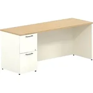 Groupe Lacasse LAS 31NFF2072ST - Lacasse Concept 300 Credenza - 2-Drawer - 72 x 20 x 29 - 2 x File Drawer(s) - Single Pedestal on Left Side - Material: Metal Handle - Finish: Silver Handle, Musta