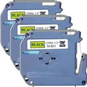 Brother BRT M831BD - P-touch Nonlaminated M Series Tape Cartridge - 1/2 - Rectangle - Black - 3 / Bundle