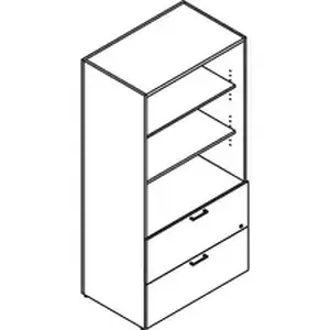 Groupe Lacasse LAS 3E203665LFEY - Lacasse Concept 300 Bookshelf - 2-Drawer - 36 x 20 x 65 - 2 x File Drawer(s) - Material: Thermofused Laminate (TFL), Particleboard Panel, Metal Handle - Finish: Silver Handle, Cherry, Snow