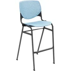 Kfi Seating KFI BR2300P35 - KFI Barstool-30 Seat - Polypropylene Seat - Polypropylene Back - Powder Coated Silver Steel Frame - Sky Blue - 1