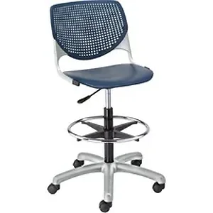 Kfi Seating KFI DS2300P03 - KFI Armless-Casters - Polypropylene Seat - Polypropylene Back - Powder Coated Silver Steel Frame - Navy - 1