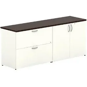 Groupe Lacasse LAS 31NFLF2072BT - Lacasse Concept 300 Credenza - 2-Drawer - 72 x 20 x 29 - 2 x File Drawer(s) - Smooth Edge - Material: Metal Handle - Finish: Silver Handle, Musta, Thermofused Laminate (TFL)