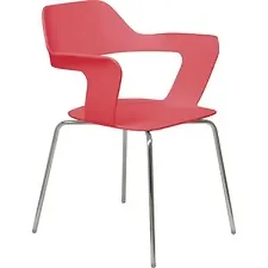 Kfi Seating KFI 2500CHRED - KFI Julep Poly Chair-Red - Chrome Tubular Steel Frame - Four-legged Base - Red - Fiberglass Reinforced Polypropylene - 1 Each
