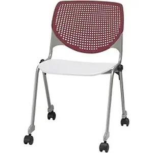 Kfi Seating KFI CS2300B7S8 - KFI Armless-Casters - White Polypropylene Seat - Burgundy Polypropylene Back - Powder Coated Silver Steel Frame - 1