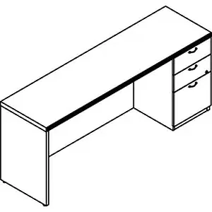 Groupe Lacasse LAS 72DS2072UFE - Concept 70 Right Single Pedestal Credenza - 0.2 Edge - Single Pedestal on Right Side - Textured Edge - Finish: Totem