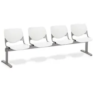 Kfi Seating KFI 2300BEAM4P8 - KFI KOOL 4 Seat Beam - Polypropylene Seat - Polypropylene Back - Powder Coated Silver Steel Frame - White - 1