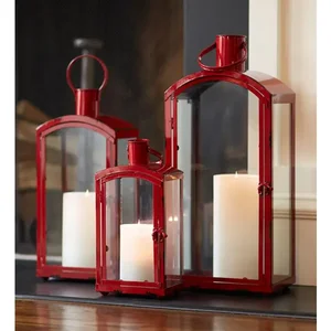 Melrose International 65231DS - Decorative Metal and Glass Lanterns - Set of 3 (15-25H)