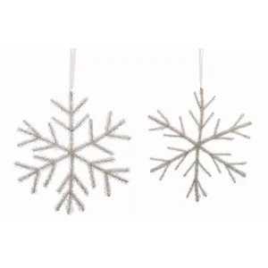 Melrose International 81512DS - Set of 12 Acrylic Bead Snowflake Ornaments - 9H, 12.5H