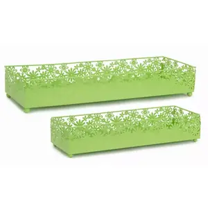 Melrose International 58526DS - Daisy Trays Set of 4 - Metal Serving Trays (13.5 & 17.5 inch)