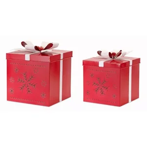 Melrose International 81115DS - Whimsical Holiday Present Boxes (Set of 2) - 11.5H, 13.5H