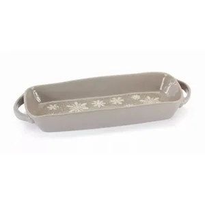 Melrose International 80220DS - Snowflake Stoneware Platter Set - 16L x 6W (2 Pieces)