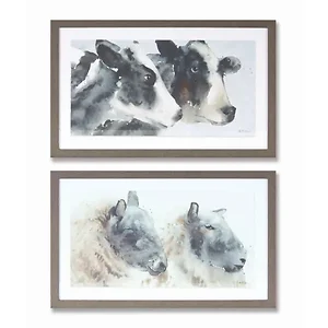 Melrose International 78035DS - Charming Cow and Sheep Wall Art Set - 2 Pieces - 18.25 x 11.25H