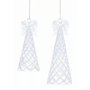 Melrose International 80888DS - Set of 4 Angel Glass Ornaments - Holiday Decor