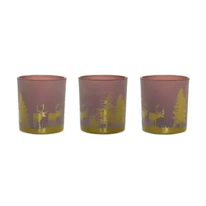 Melrose International 77597DS - Elegant Votive Holder Set - 3 Glass Holders in PVC Box