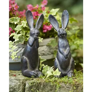 Melrose International 66351DS - Set of 2 Decorative Rabbits 11.5"H Resin Figures