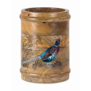 Melrose International 81110DS - Hand-Painted Mango Wood Pheasant Accent Container