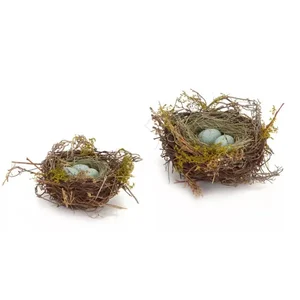 Melrose International 58180DS - Set of 12 Decorative Robin's Nests with Eggs - 5" & 7"