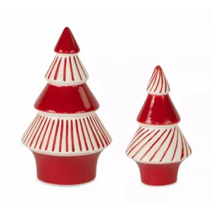 Melrose International 80694DS - Ceramic Holiday Tree Set (4 Pieces) - Festive Home Decor