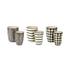 Melrose International 76264DS - Set of 6 Dolomite Pots - Classic Holiday Decor