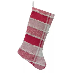 Melrose International 80988DS - Plaid Cotton Holiday Stocking Set of 2 - 20 Inches