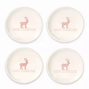 Melrose International 76107DS - Set of 4 Stoneware Deer Plates - 6.75D