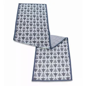 Melrose International 81028DS - Contemporary Grey Plaid Runner - 13W x 72L