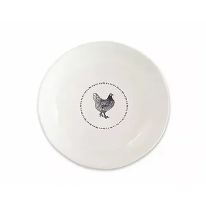 Melrose International 74537DS - Farmhouse Chicken Stoneware Platter Set of 2 - 13.25"