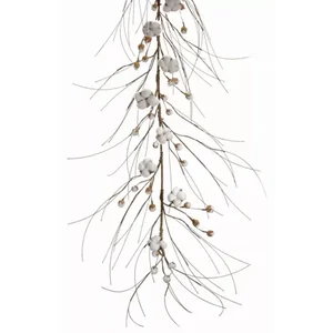 Melrose International 70100DS - Lifelike Cotton Pod Garland Set - 71L Natural Decor