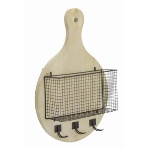 Melrose International 78264DS - Rustic Wall Basket with Hooks - 15.5 x 23 Inches
