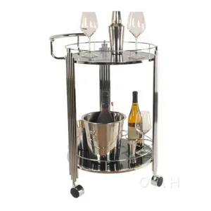 Old Modern Handicrafts Inc Omh AH003 - Anne Home 2-Tier Round Serving Trolley with Glass Shelves