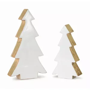 Melrose International 80256DS - Festive Wood Tree Decor Set - 7H & 9H
