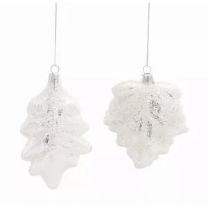 Melrose International 80920DS - Set of 12 Leaf Glass Ornaments in Assorted Heights