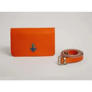 383 Heights Ines Llc Bynes bagbo31 - Stylish Orange Leather 3-in-1 Beltbag for Every Occasion