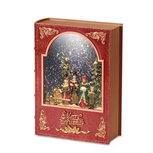 Melrose International 81282DS - Charming Book Snow Globe with Carolers - 8H Timer