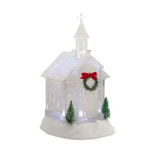 Melrose International 76837DS - Illuminated Church Snow Globe with Timer and Glitter