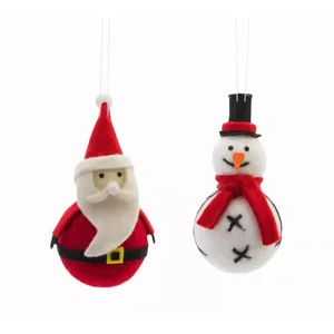 Melrose International 77277DS - Set of 12 Santa and Snowman Ornaments - 2.75H & 3H