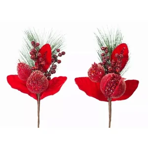 Melrose International 77391DS - Set of 8 Pomegranate and Pear Picks - Decorative Artificial Stems