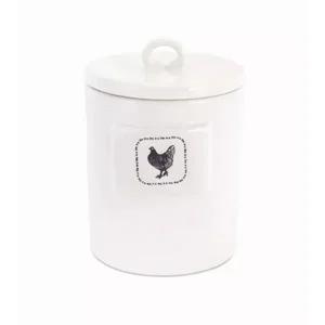Melrose International 74544DS - Set of 4 Stoneware Chicken Canisters - 4.5 x 6.5H