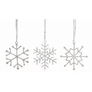 Melrose International 80157DS - Set of 12 Jewel Snowflake Ornaments - 3.5H Iron/Glass