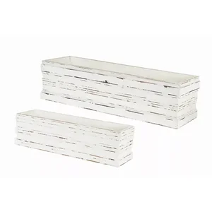 Melrose International 72529DS - Rustic Wooden Boxes Set (2) - Decorative Storage Solutions