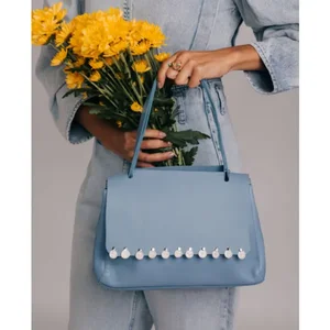 383 Heights Ines Llc Bynes bag004bs - Elegant Blue Sky Leather Handbag with Artisan Touch