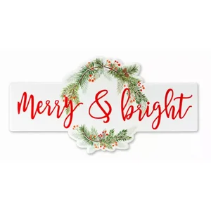 Melrose International 80956DS - Merry & Bright Holiday Metal Sign Set (23.5L x 12H)