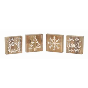Melrose International 81472DS - Set of 8 Wooden Christmas Plaques - Holiday Decor 6SQ